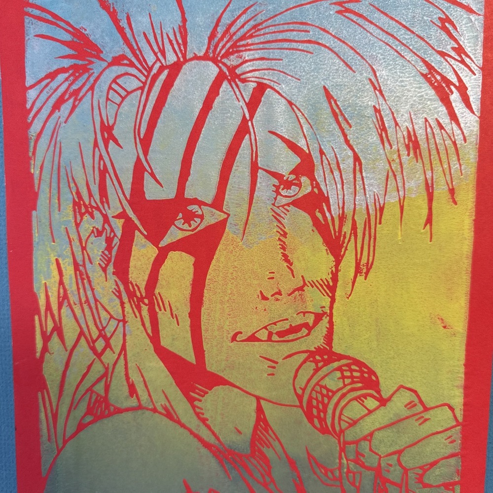 Vintage 1995 Punk Pop Art Screenprint "Eddie Rageous" - Signed Jackie Moore